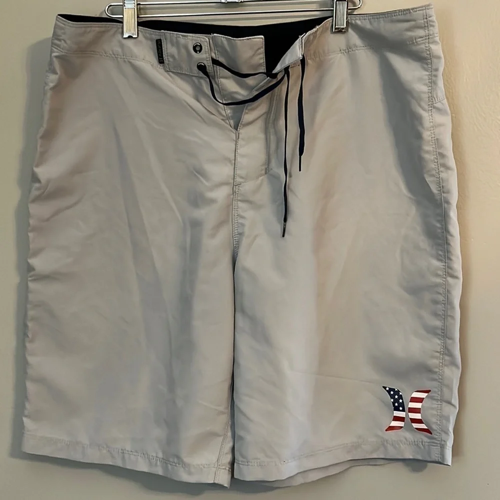 NWOT Hurley Men's Americana Icon Solid Grey Boardshort Size 34